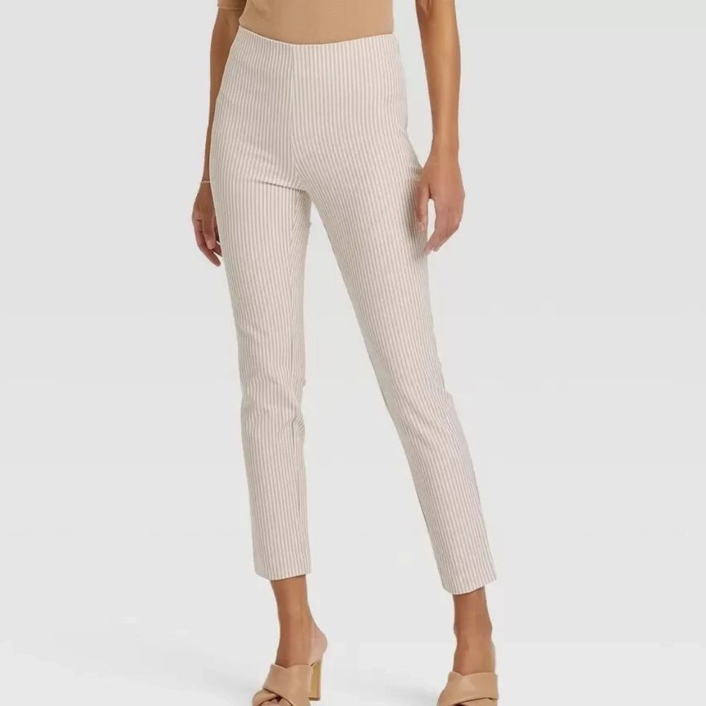 A New Day Womens High Rise Slim Fit Striped Ankle Pants sz 6